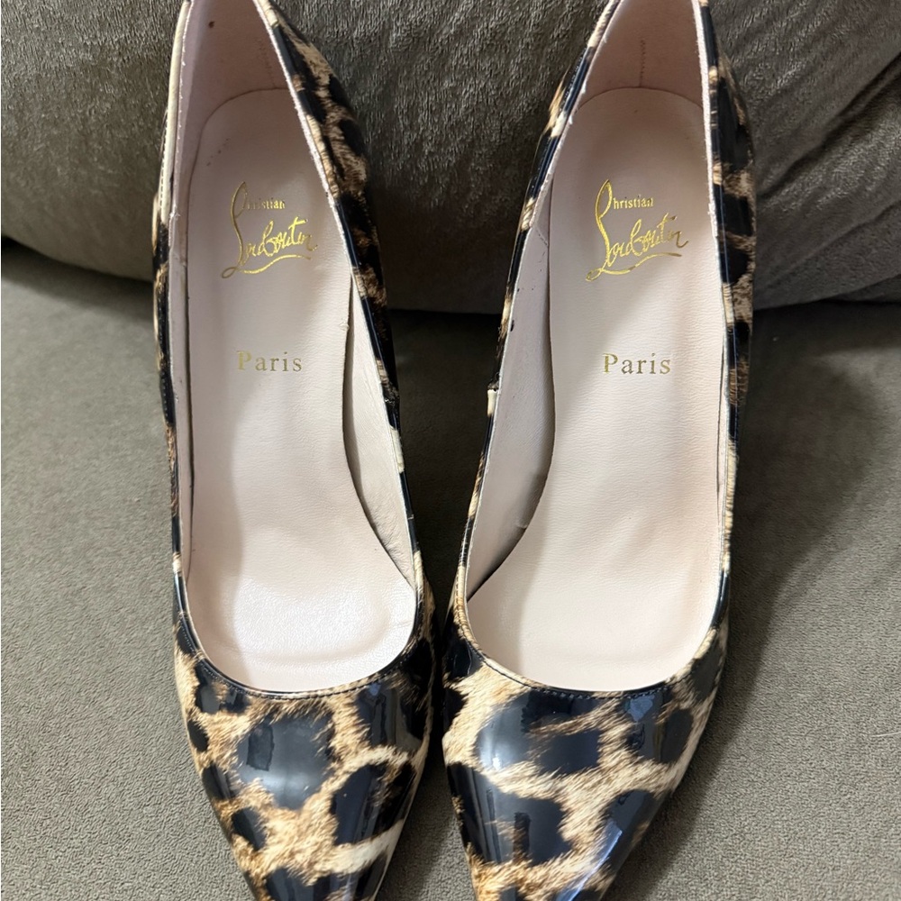 Christian Louboutin So Kate Leopard Brown and Black Heels EXCELLENT CONDITION